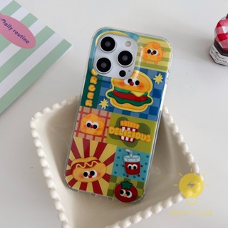 For เคสไอโฟน 14 Pro Max [Hamburger Delicious Cute] เคส Phone Case For iPhone 14 Pro Max Plus 13 12 11 For เคสไอโฟน11 Ins Korean Style Retro Classic Couple Shockproof Protective TPU Cover Shell