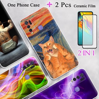 2 in 1 เคสโทรศัพท์ ฟิล์มเซรามิค กันรอยหน้าจอ ทรงโค้ง สําหรับ Vivo Y50 Y30