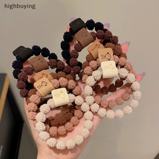 [highbuying] ยางรัดผมหางม้า แบบยืดหยุ่น ลายกระต่าย เรียบง่าย สไตล์เกาหลี สําหรับผู้หญิง 5 ชิ้น