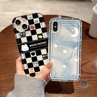 คู่เคสโทรศัพท์โปร่งใสสำหรับ Iphone 11 XR 7Plus 12 13 14 Pro Max 8 Plus X XS ดาวเดือนสีน้ำเงิน ล้างเปลือกกันกระแทกแบบอ่อน