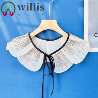 Willis ปลอกคอปลอม ผ้าชีฟอง ปักลายกลีบดอกไม้น่ารัก ถอดออกได้ สําหรับผู้หญิง เด็กผู้หญิง