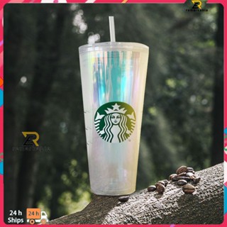 Ready stock Classic Starbucks Tumbler Straw Cup Cold Cup Double Layer Plastic Cup Reusable Straw Cup Cold Transparent 470 / 710 Ml amazing_th