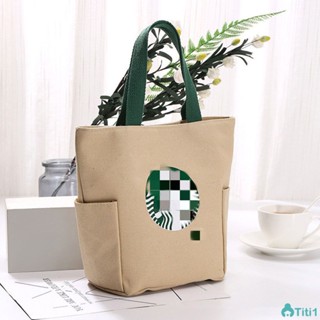 Starbucks Simple Lunch Box Bag Canvas Bag กระเป๋าถือ Student Office Work With Meal Lunch Bag Hand Bag Small Cloth Bag TH1