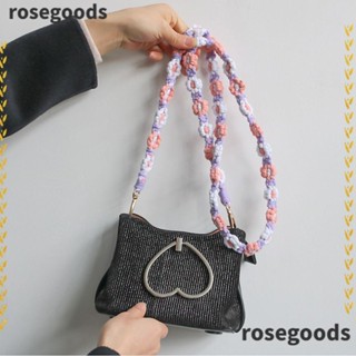 Rosegoods1 สายสะพายโทรศัพท์มือถือ ผ้าฝ้ายถัก ลายดอกไม้ แฮนด์เมด หลากสี อุปกรณ์เสริม