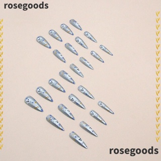 Rosegoods1 เล็บปลอม แบบยาว ถอดออกได้ ใช้ซ้ําได้ สําหรับฮาโลวีน 24 ชิ้น