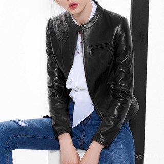 [New autumn] 2023 autumn leather jacket genuine leather leather jacket womens short fashion sheep leather locomotive Womens Small Leather Jacket Womens OPTO