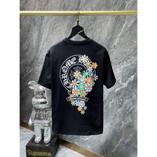 เสื้อยืดแขนสั้น พิมพ์ลายหัวใจ Chrome Hearts Cross Sanskrit สําหรับผู้ชาย และผู้หญิง