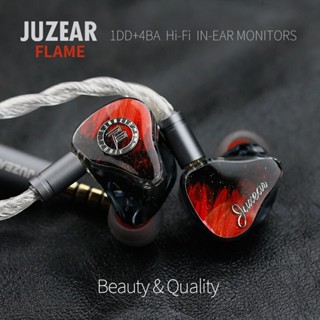 Juzear FLAME 1DD+4BA หูฟังอินเอียร์ มอนิเตอร์ พร้อมสายเคเบิล IEM ถอดออกได้ สเตอริโอไฮไฟ