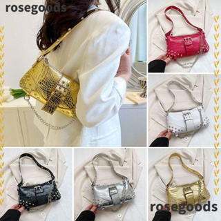 Rosegoods1 กระเป๋าสะพายไหล่แฟชั่น แต่งสายโซ่คล้องใต้วงแขน