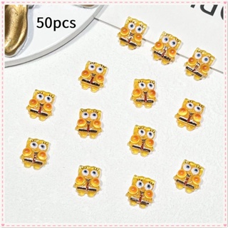 50pcs Nail Art Spongebob Series เครื่องประดับ Patrick Star Squidward Tentacles สามมิติ Ice Tranparent ตกแต่งเล็บเครื่องมือทำเล็บสำหรับร้านเล็บ JOYFEEL