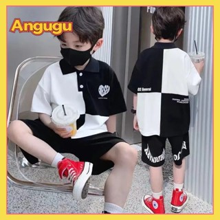 Angugu ใหม่ เสื้อยืดลําลอง แขนสั้น กางเกงขาสั้น คุณภาพสูง แฟชั่นฤดูร้อน สไตล์เกาหลี สําหรับเด็กผู้ชาย อายุ 1-12 ปี 2023 2 ชิ้น