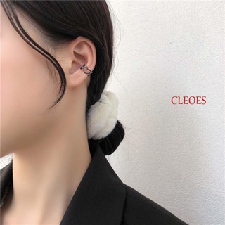 Cleoes ต่างหูแบบหนีบ รูปหัวใจ สามแฉก โลหะผสม ไม่ต้องเจาะหู สําหรับผู้หญิง