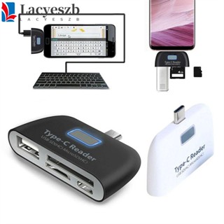 Lacyeszb อะแดปเตอร์การ์ดรีดเดอร์ Type C ความเร็วสูง Micro SD TF สําหรับแล็ปท็อป