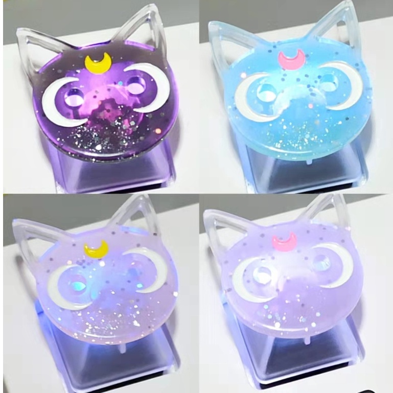 Crescent Cat Backlit Keycap cherry R4 DIY ปุ่มกดเฉพาะเหมาะสําหรับคีย์บอร์ดแบบกลไก