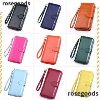 Rosegoods1 กระเป๋าสตางค์ ใบยาว หนัง PU ทรงคลัทช์ ใส่โทรศัพท์มือถือได้ สําหรับผู้หญิง