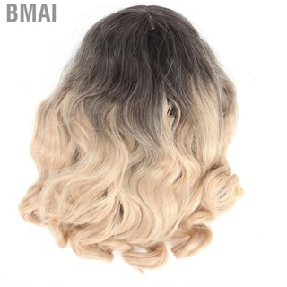 Bmai Blonde Wig Heat Resistant Long Wavy Gradient Color Corrugated Hairstyle For