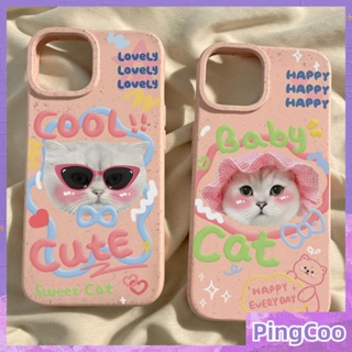 Pingcoo - เข้ากันได้สำหรับ เคส iphone 11 เคสไอโฟน เคสไอโฟน11 เป็นมิตรกับสิ่งแวดล้อมเคสย่อยสลายได้นุ่มกันกระแทกป้องกันสีชมพูแมวน่ารักสวมหมวกเข้ากันได้กับ iPhone 14 13 Pro max 12 Pro Max 11 xr xs max 7 8Plus