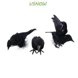 Usnow โมเดลอีกาปลอม พลาสติก สีดํา สําหรับตกแต่งบ้าน งานเทศกาล