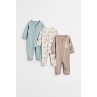 H&amp;M ชุดนอนซิปหน้า แพ็ค 3 ชิ้น Girl 3-pack zip-up pyjamas 0310091_1