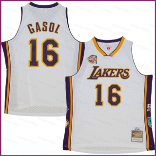 เสื้อกีฬาบาสเก็ตบอล ลาย NBA Hall Of Fame Los Angeles Lakers Gasol Jersey YP2 2023-2024 สไตล์เรโทร พลัสไซซ์ สําหรับผู้ชาย และผู้หญิง PY2