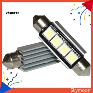 Skym* หลอดไฟ LED 4SMD 41 มม. 42 มม. 5050 สําหรับติดตกแต่งภายในรถยนต์ 1 คู่