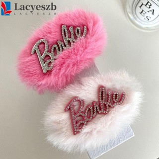 Lacyeszb กิ๊บติดผม ลายตัวอักษร ประดับพลอยเทียม สีชมพู สําหรับตุ๊กตาบาร์บี้ Y2k