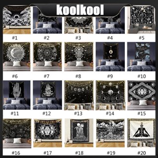 Kool พรมปูพื้น ขนาดใหญ่ ลายหัวกะโหลกดวงอาทิตย์ ดวงจันทร์ สีขาว สีดํา สําหรับแขวนตกแต่งผนัง