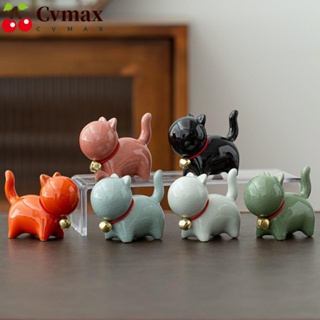 Cvmax ฟิกเกอร์ไม้เซรามิค รูปสุนัข แมว 6 สี สําหรับตกแต่งห้อง