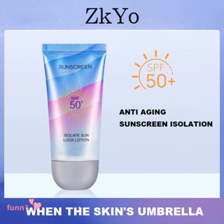 ZKYO กันแดดหน้ ครีมกันแดดนมวัว SPF50 uv sunscreen 60g.กันน้ำและกนเหงื่อส ติดทนนาน