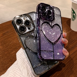 เคสใส 3D รัก กระพริบ iphone 14 pro max เคส 14 plus iphone 13 12 11 pro max หรูหรา พรีเมี่ยม ป้องกันกล้อง ครอบคลุมเต็มรูปแบบ ชุบไฟฟ้า กันกระแทก เคสนิ่ม