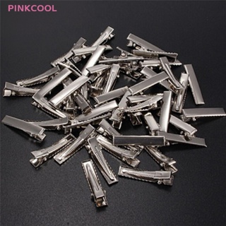 Pinkcool ขายดี กิ๊บติดผมโลหะ สีเงิน 50 ชิ้น