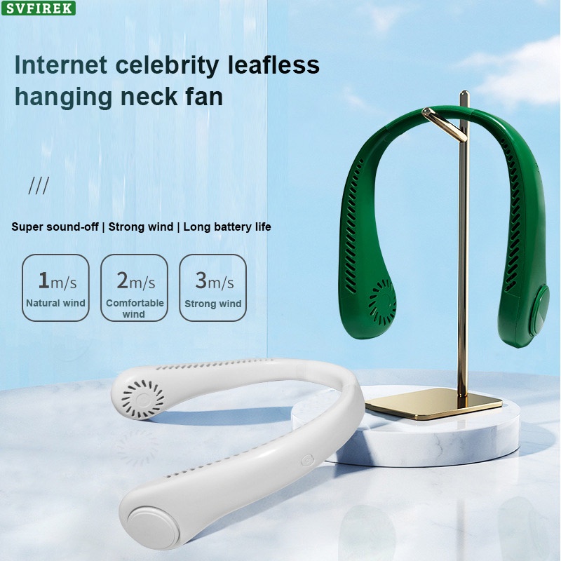 พัดลมแขวนคอแบบพกพา Leafless พัดลมคอพัดลม 360 องศาคอพัดลม USB เงียบ Cooling สําหรับชาร์จ USB กลางแจ้ง