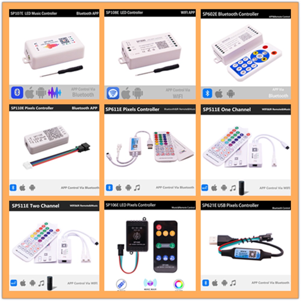 Dc5v-24v WS2812B WS2811 Led พิกเซล Strip Controller SP105E SP106E SP107E SP108E SP110E SP621E บลูทูธ