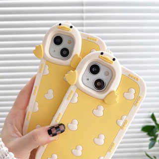 เคสโทรศัพท์ซิลิโคน TPU แบบนิ่ม ลายการ์ตูนเป็ดสีเหลือง สําหรับ Iphone 11 12 13 14 Pro Max