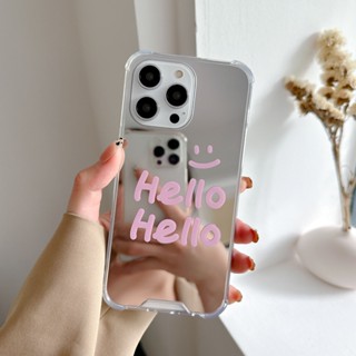 เคสโทรศัพท์มือถือ แบบป้องกัน ปิดด้านหลัง ลาย Hello Ins สีชมพู สําหรับ 13pro 14promax 11 12 xs 7 8Plus