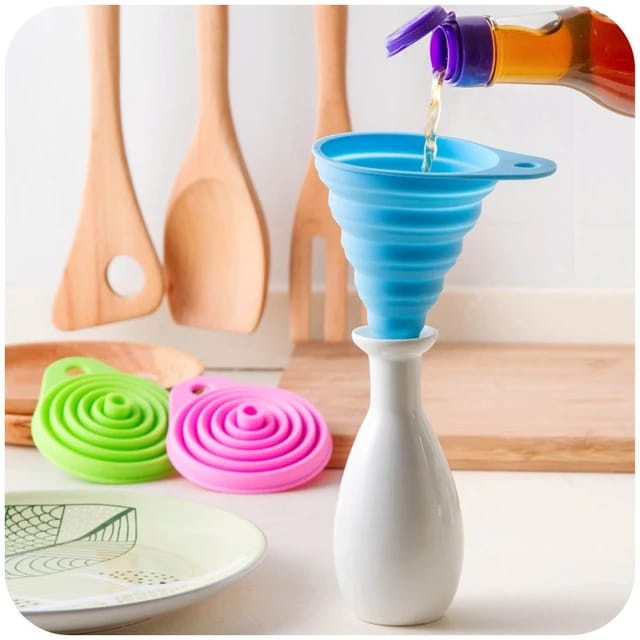 เครื่องครัว FUNNEL / SILICONE FUNNEL / COLLARPSIBLE STYLE FOLDABLE SILICONE FUNNEL
