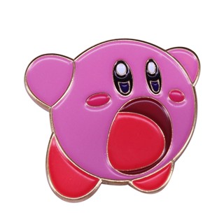 เข็มกลัดโลหะ ลายการ์ตูนเกม Kirby น่ารัก สีชมพู สําหรับกระเป๋านักเรียน