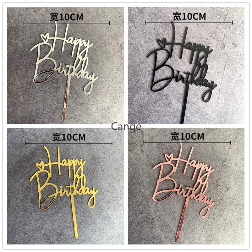 10 ชิ้น/เซ็ตอะคริลิคเค้กวันเกิดแฮปปี้ ท็อปเปอร์ ปาร์ตี้ตกแต่งเค้ก