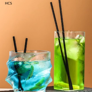 Hcs หลอดดูดค็อกเทล แบบสั้น ขนาด 21 13 ซม. สีดํา แบบใช้แล้วทิ้ง สําหรับงานแต่งงาน ปาร์ตี้ 500 ชิ้น