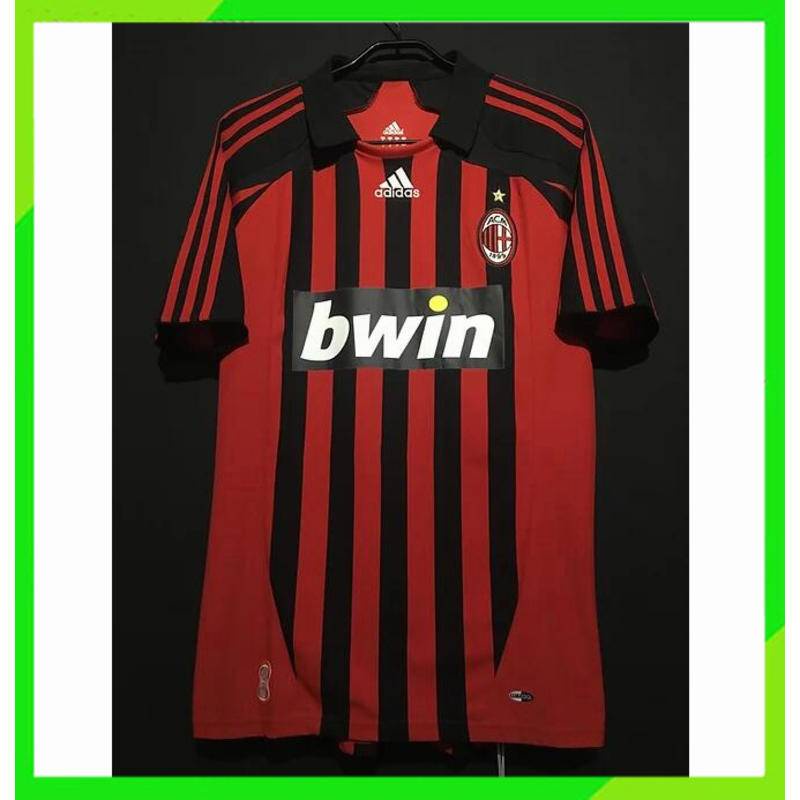 เสื้อยืด ลายทีมชาติฟุตบอล Gaopin 2007/2008 season AC Milan ชุดเหย้า สไตล์เรโทร