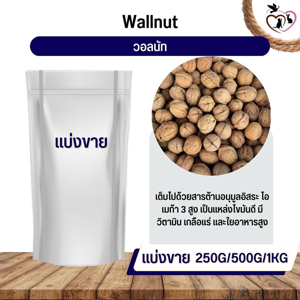 WallNut วอลนัท อาหารนก กระต่าย หนู กระต่าย กระรอก ชูก้า และสัตว์ฟันแทะ (แบ่งขาย 250G / 500G / 1KG)