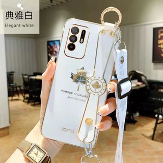 เคสโทรศัพท์มือถือ ลายใบเมเปิ้ล พร้อมสายคล้องมือ สําหรับ Realme 10 4G 9 5G Pro Plus 9i 8 7 5G 8i