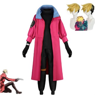 Ellen TRIGUN Stampede Vash Stampede เสื้อโค้ทคอสเพลย์ วิกผมสั้น สีดํา สีเหลือง สําหรับปาร์ตี้ฮาโลวีน