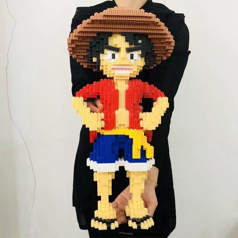 ของเล่นเด็กผู้หญิง บล็อกตัวต่อ รูปการ์ตูนลูฟี่ ขนาดใหญ่ 32 ซม. ของเล่นเสริมการเรียนรู้ สําหรับเด็ก