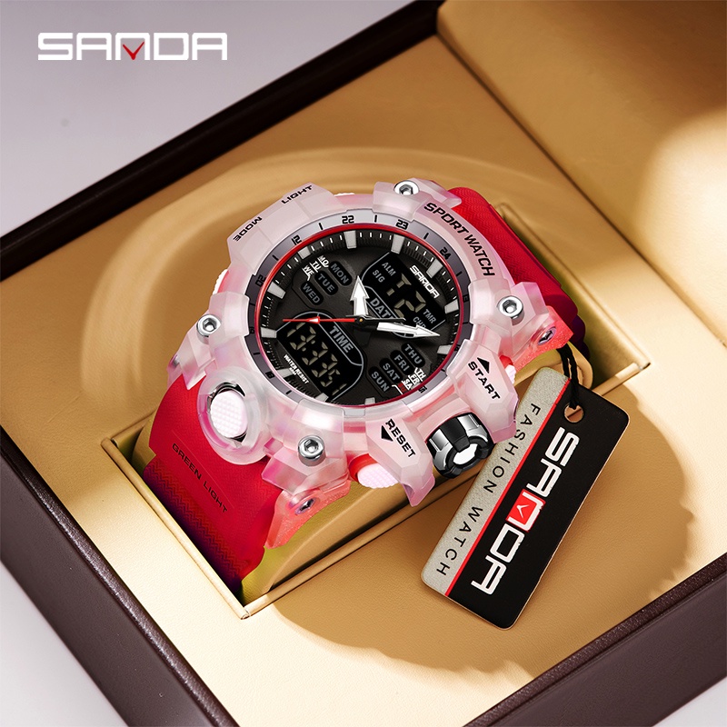 Sanda นาฬิกาข้อมือสปอร์ต กันน้ํา กันตก อเนกประสงค์ คุณภาพอุตสาหกรรมทหาร SD6126-2
