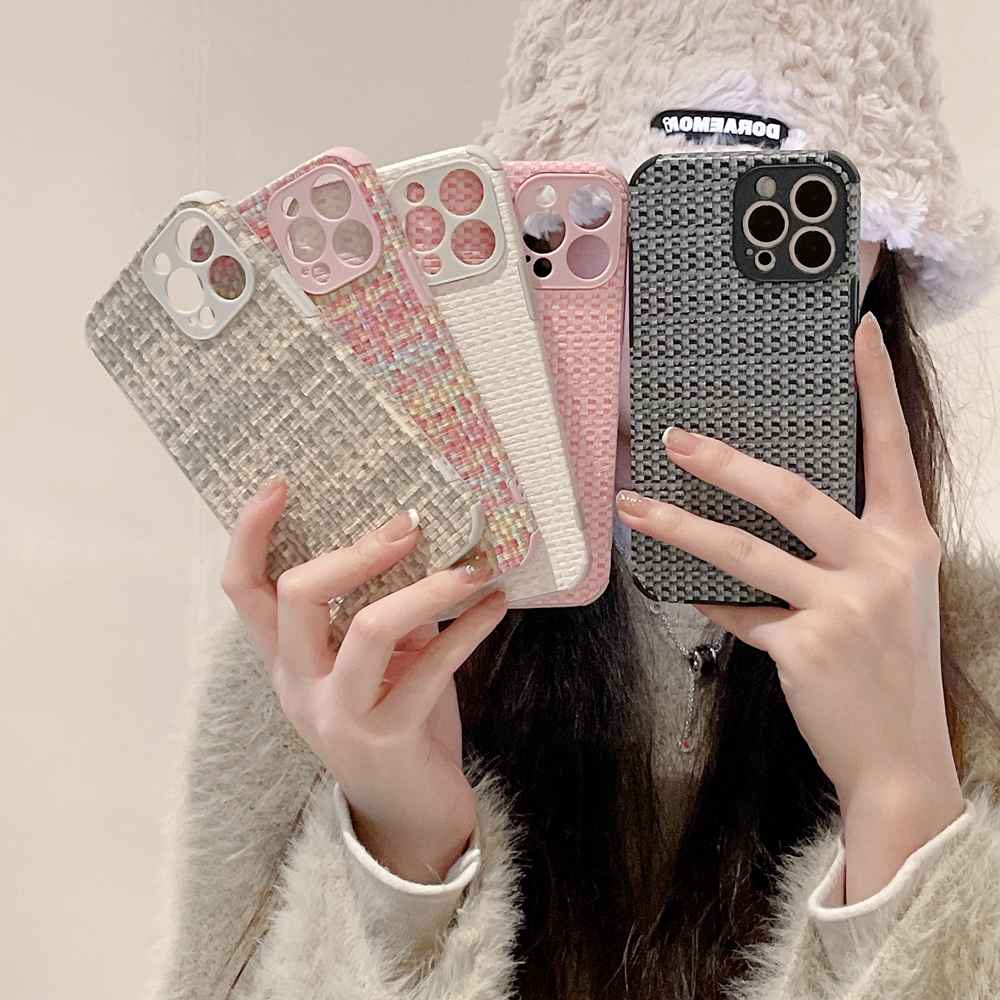 เคสโทรศัพท์มือถือแบบนิ่ม TPU ลายสาน สําหรับ iPhone 7 8 Plus SE 2020 X XS Max XR 11 12 13 14 Pro Max