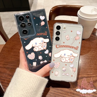 เคสโทรศัพท์มือถือ ซิลิโคนนิ่ม กันกระแทก ป้องกันกล้อง ลาย Cinnamoroll น่ารัก สําหรับ Samsung Galaxy S23 Ultra S22 S21 FE S20 Plus A30 A03 Core