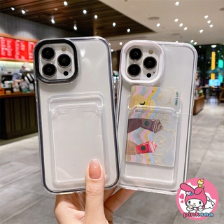 เคสโทรศัพท์มือถือ ซิลิโคนนิ่ม TPU ใส กันกระแทก พร้อมช่องใส่บัตร 2 In 1 สําหรับ iPhone 14 13 12 11 Pro Max X Xr Xs Max 8 7 6 6s Plus SE2020