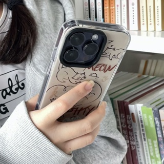 เคสโทรศัพท์มือถือ แบบนิ่ม ลายการ์ตูนแมว กันกระแทก สําหรับ Apple Iphone 14promax 13 13promax 12 11 7 8Plus Xsmax 6S