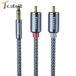 Essager RCA สาย Aux แจ็ค 3.5 มม. ถึง 2 RCA สายสัญญาณเสียง Y อะแดปเตอร์แยก